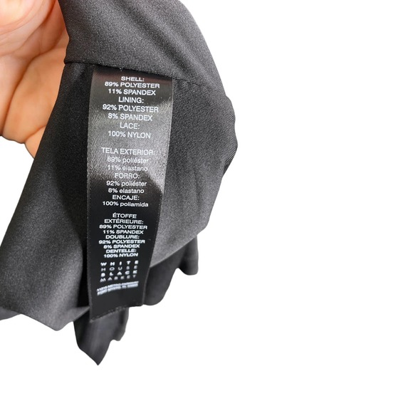 White House Black Market Women's Dress Veridian Sexy Black Lace Veiling Velvet 6 - Picture 10 of 11